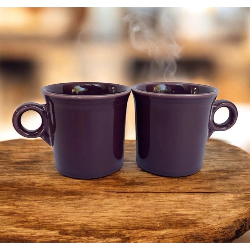 Fiesta Fiestaware Tom & Jerry Mug Set of 2 Plum O-Ring Handle Retired EUC